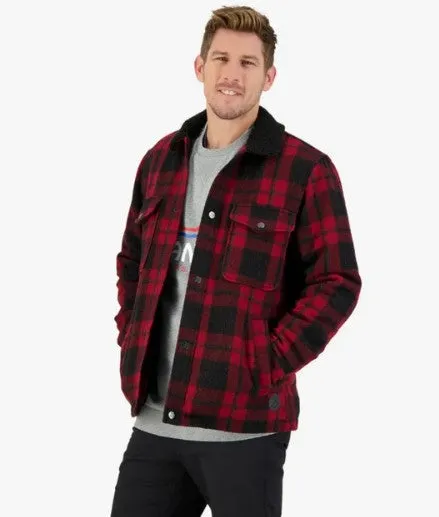 Swanndri Kaituna Sherpa Lined Jacket for Men - Merlot Check