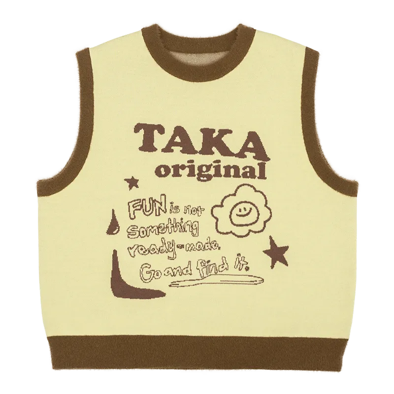 TAKA Original That's Fun Daisy cheese cake knit vest