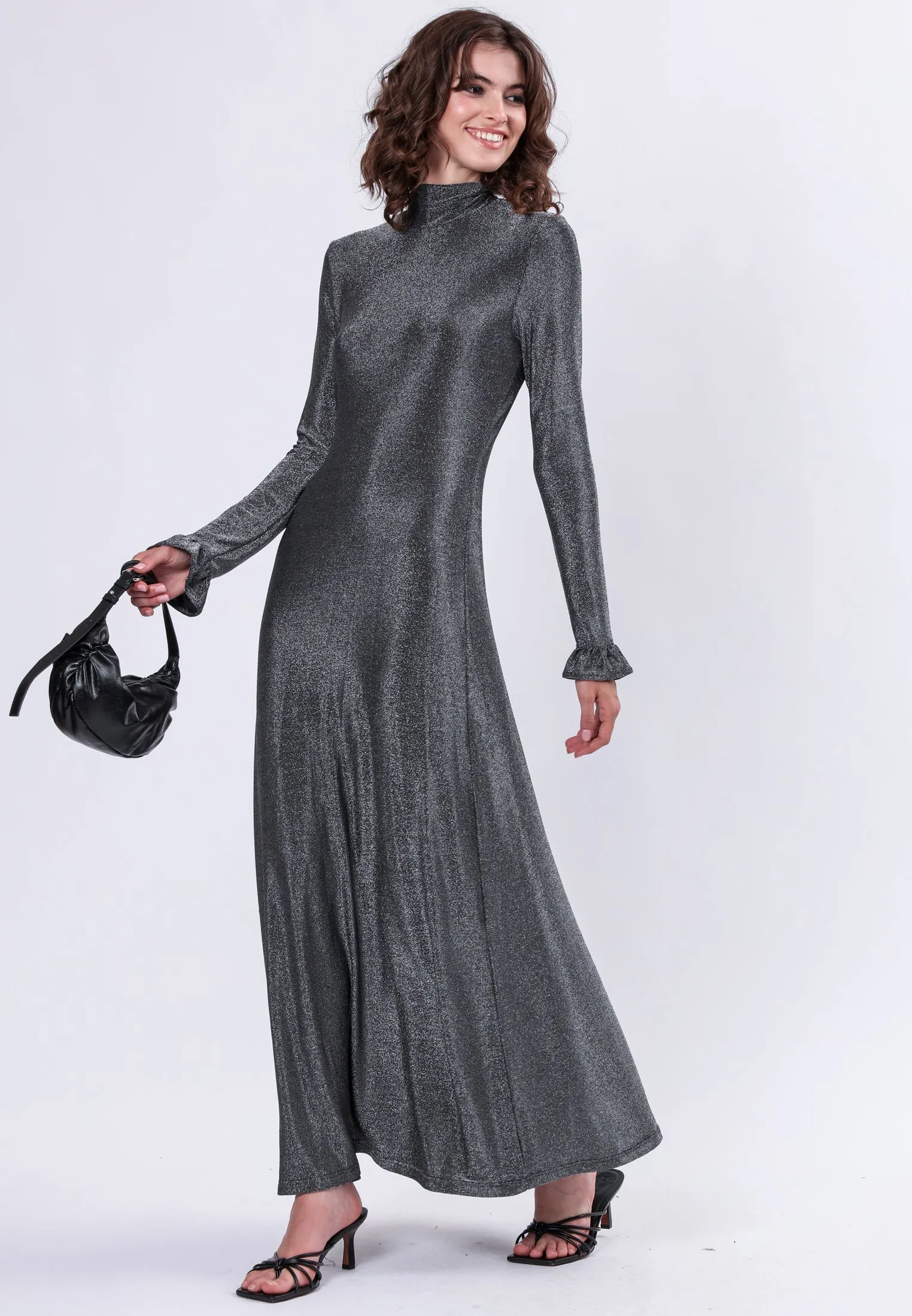 TANZANITE MAXI DRESS GUN METAL