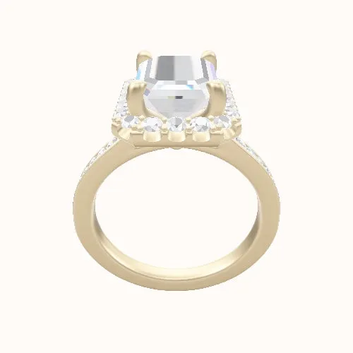 Tapered Channel Set Engagement Ring With Halo Head