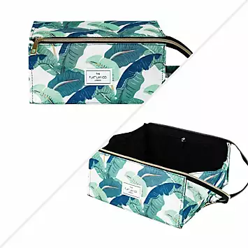 The Flat Lay Co. Tropical Leaves Open Flat Makeup Box Bag | Kaleidoscope