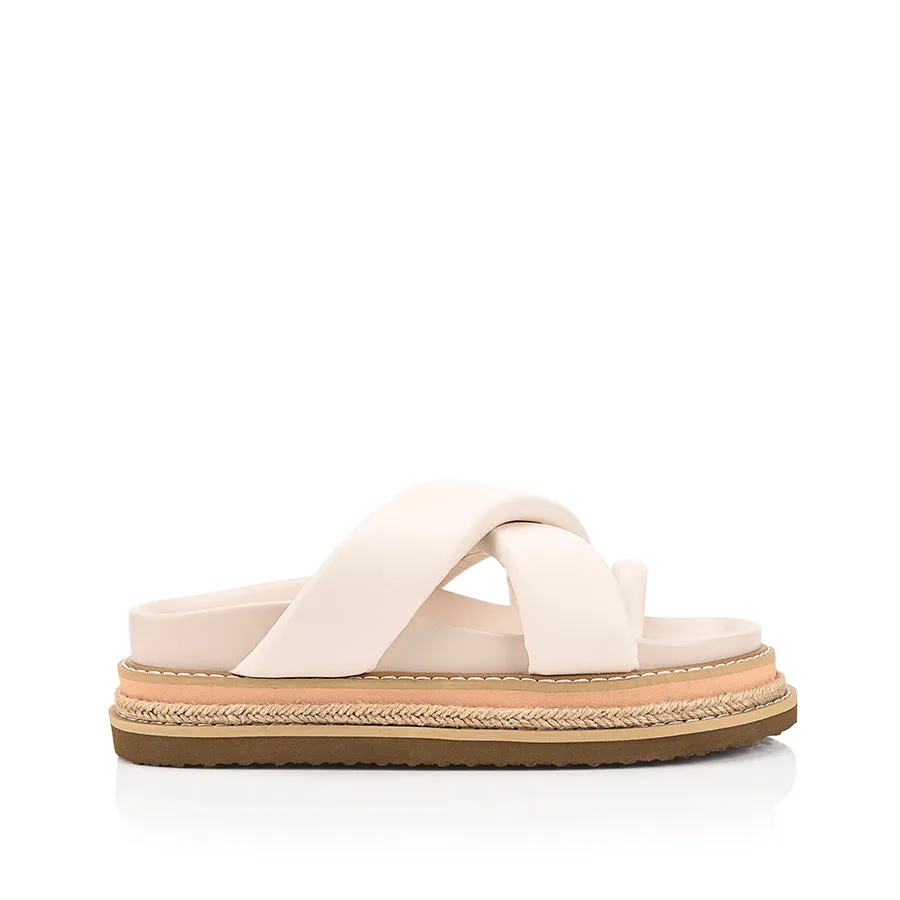 Thelma Flatform Slides - Bone White