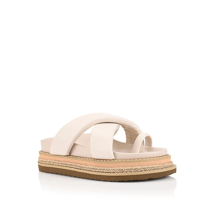 Thelma Flatform Slides - Bone White