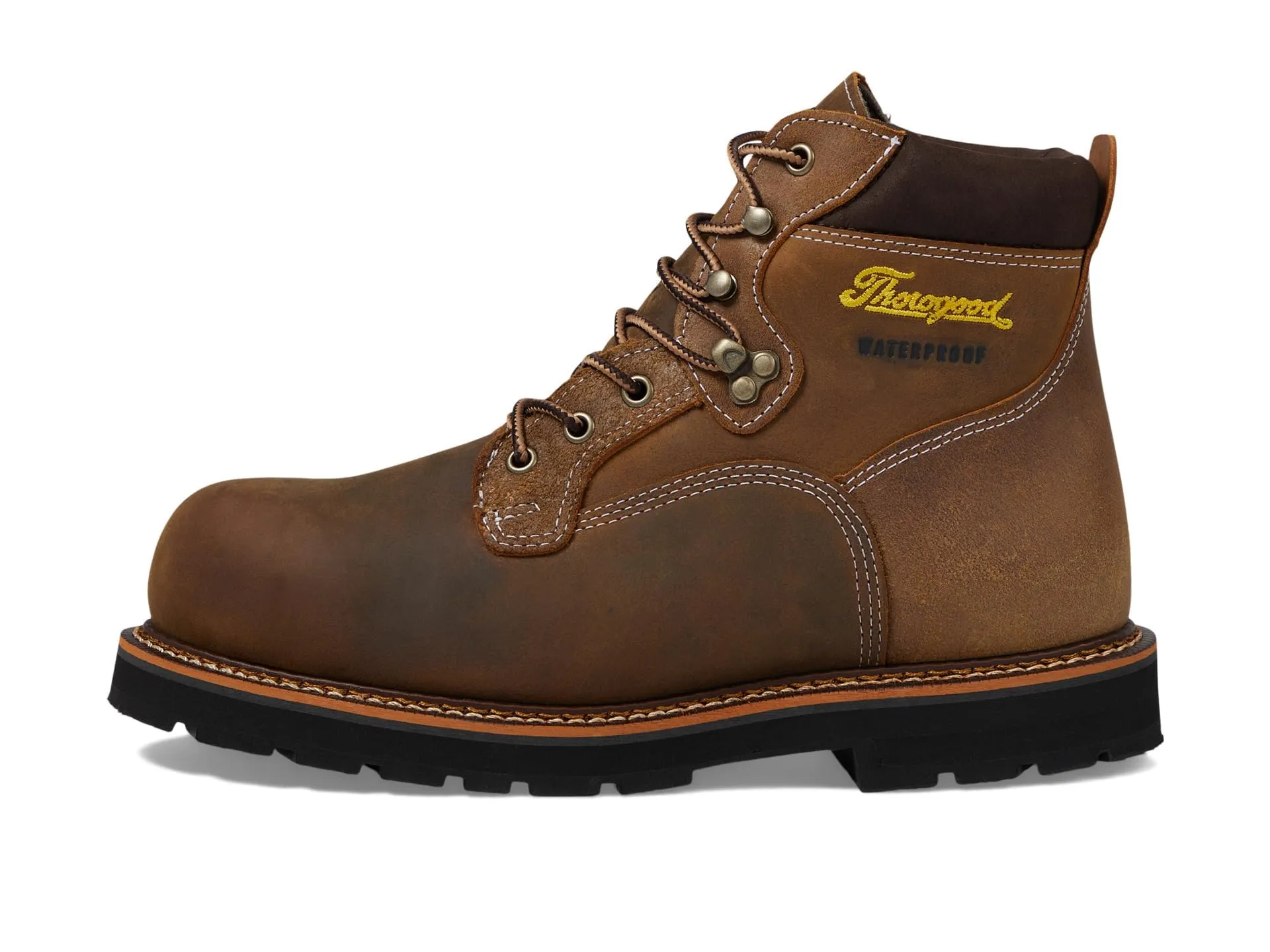 Thorogood Men's Waterproof Work Boot with Safety Toe and 90 Heel - Crazy Horse Round