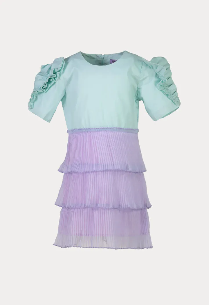 Tiered Organza Pleated Dress