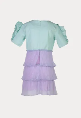 Tiered Organza Pleated Dress