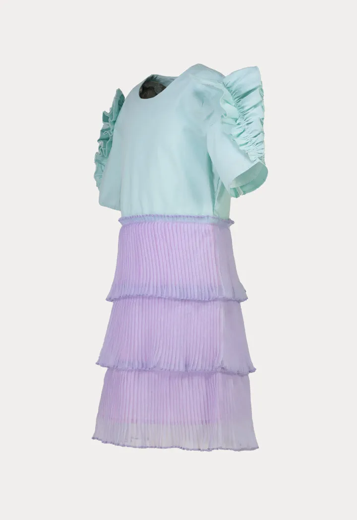 Tiered Organza Pleated Dress