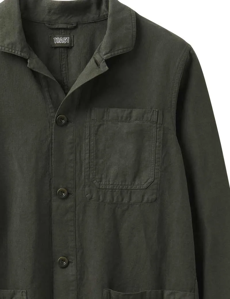 Toast Arlo Garment Dyed Herringbone Jacket Dark Moss