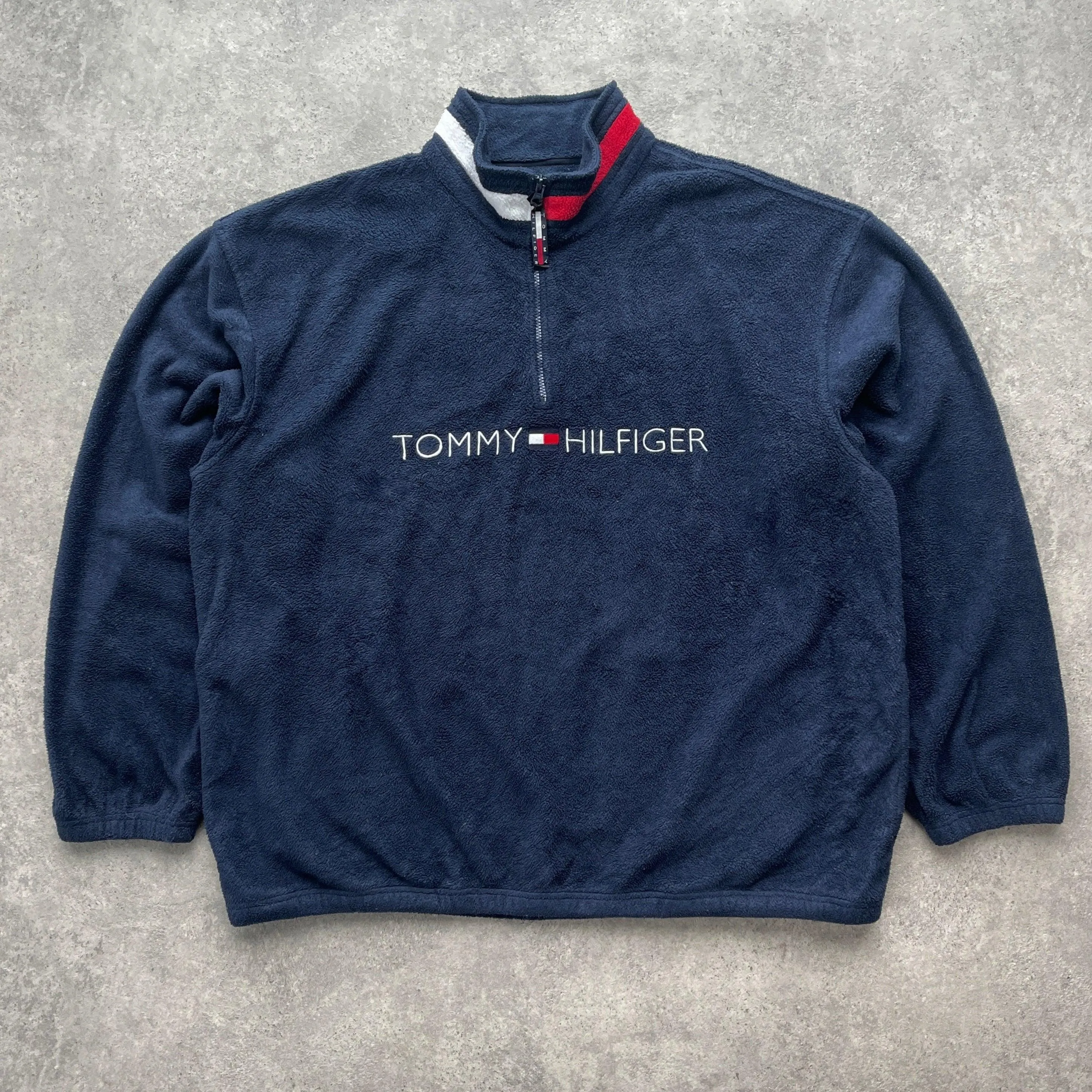 Tommy Hilfiger 90s 1/4 Zip Fleece Jacket Size Large - Vintage Oversized Outerwear