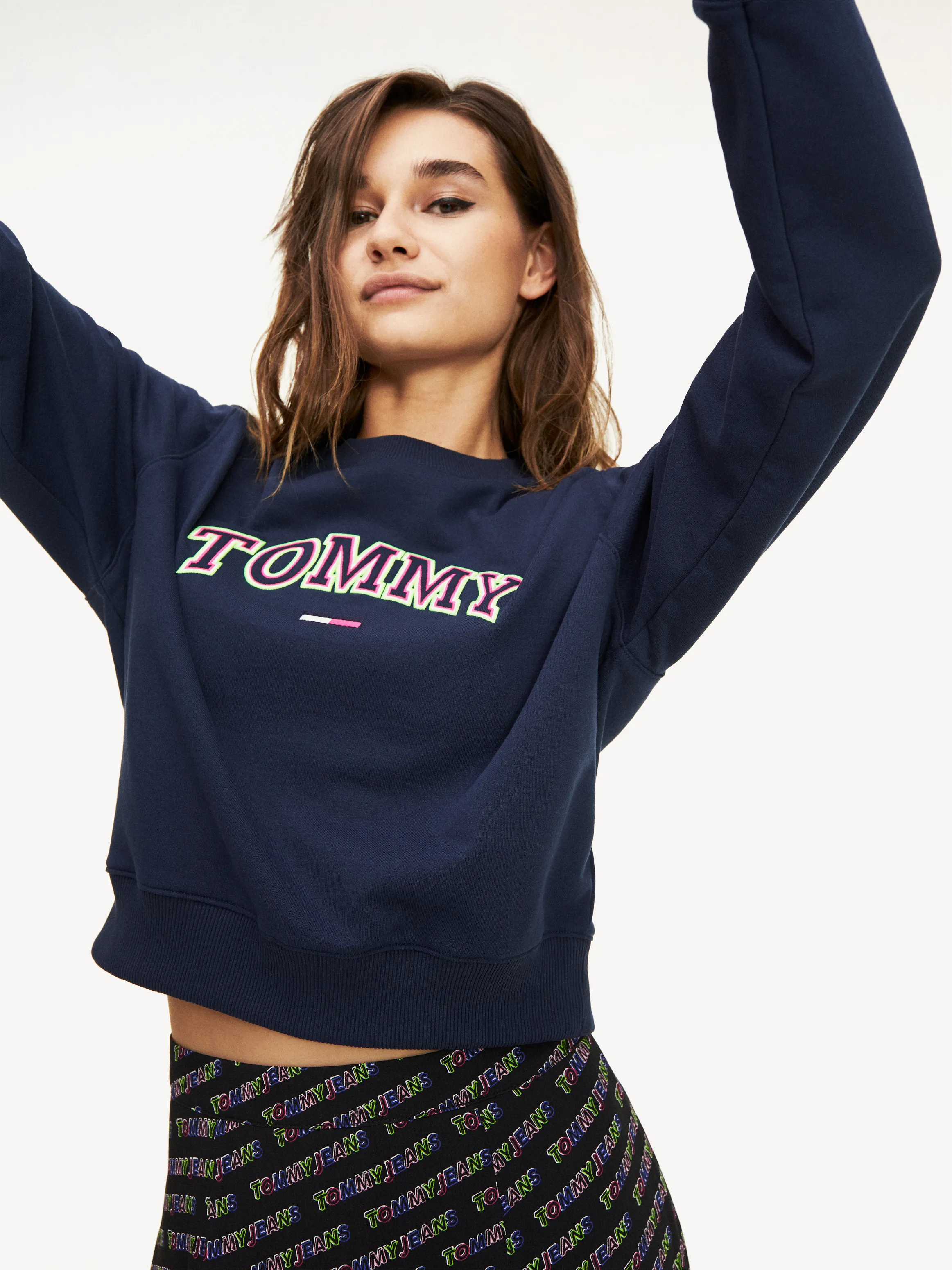 Tommy Hilfiger Cropped Neon Logo Jumper | Recycled Materials