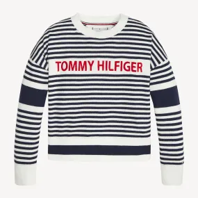 Tommy Hilfiger Girls Striped Embroidered Jumper - Shop Jumpers