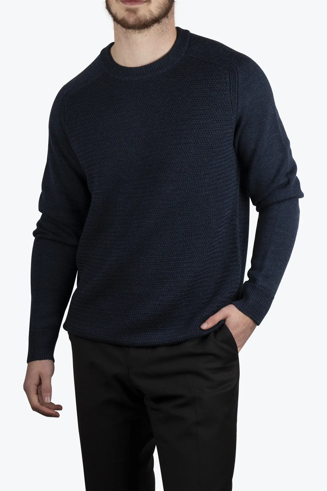 Toorallie Hotham Crew Knit Navy Melange