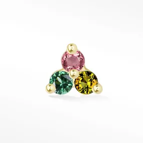 14k Yellow Tourmaline Earrings with Trinity Design and Flat Back