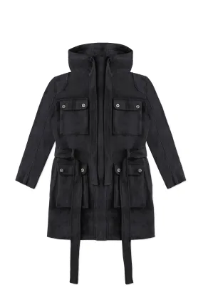 TRENCH COAT WITH HOOD IN BLACK