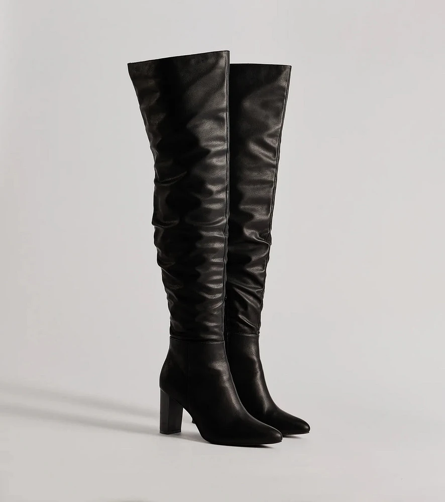 Trendy Strut Faux Leather Over-The-Knee Boots