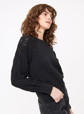 Tu Black Lace Sleeve Knitted Jumper Size 8 - Shop Jumpers Online