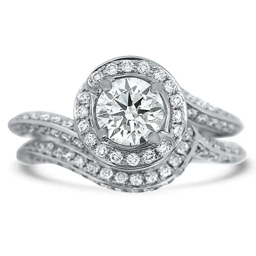 Tulip Halo Diamond Wedding Set