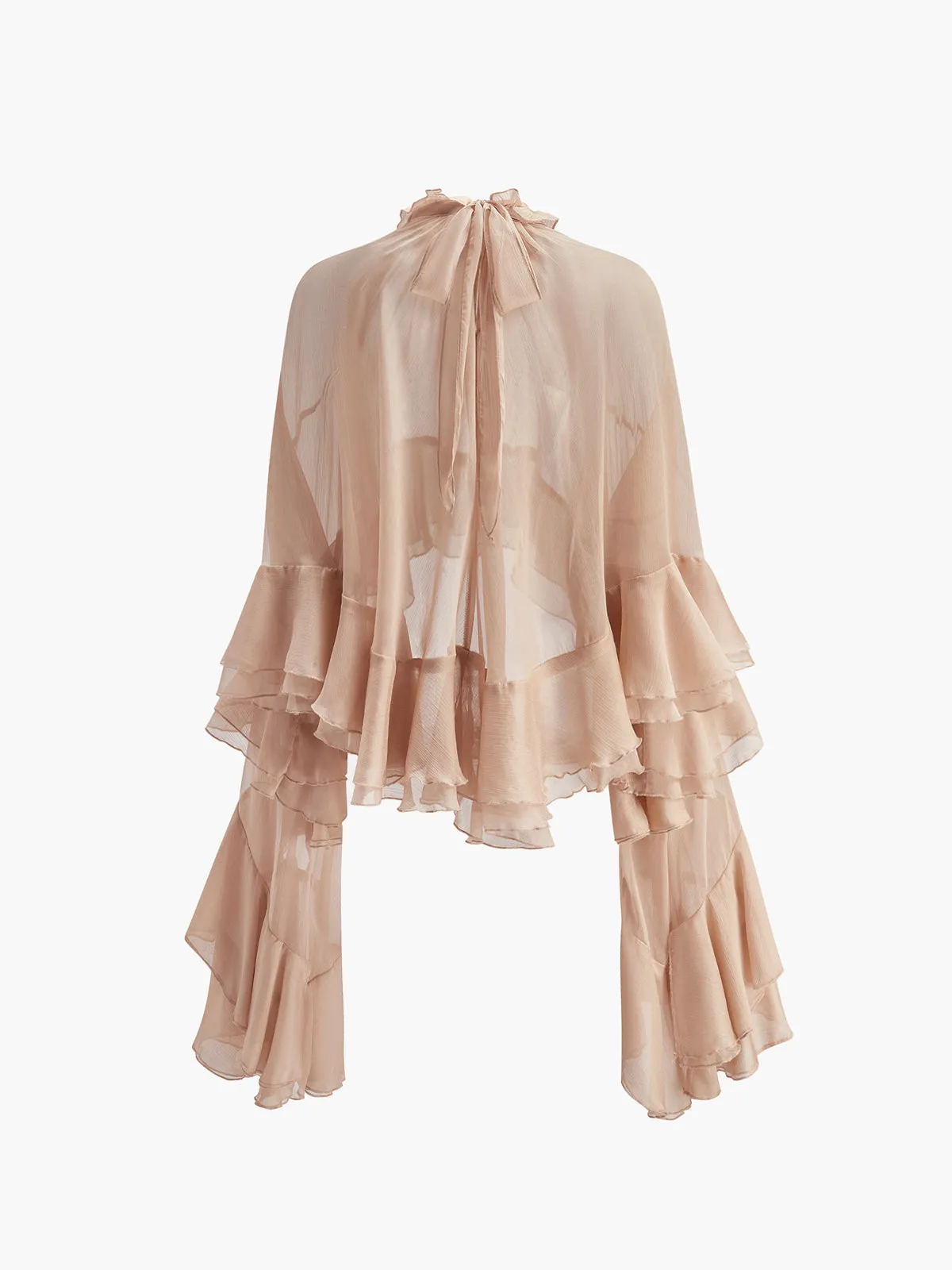 Turtleneck Ruffle Chiffon Shirt