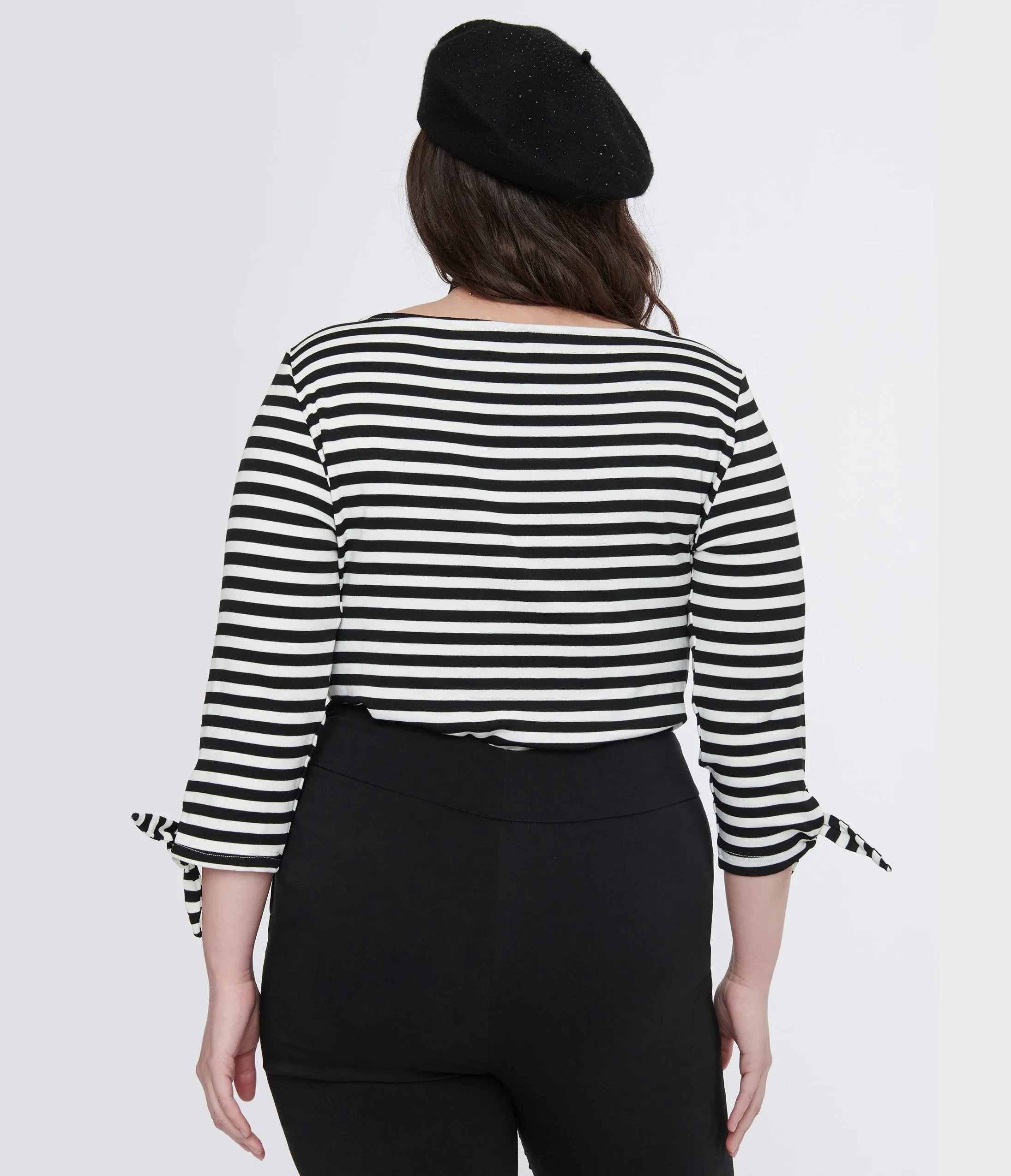 1950s Black & White Stripe Plus Size Gracie Top - Unique Vintage