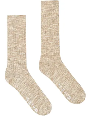 Universal Works Slub Socks Dark Sand Knit