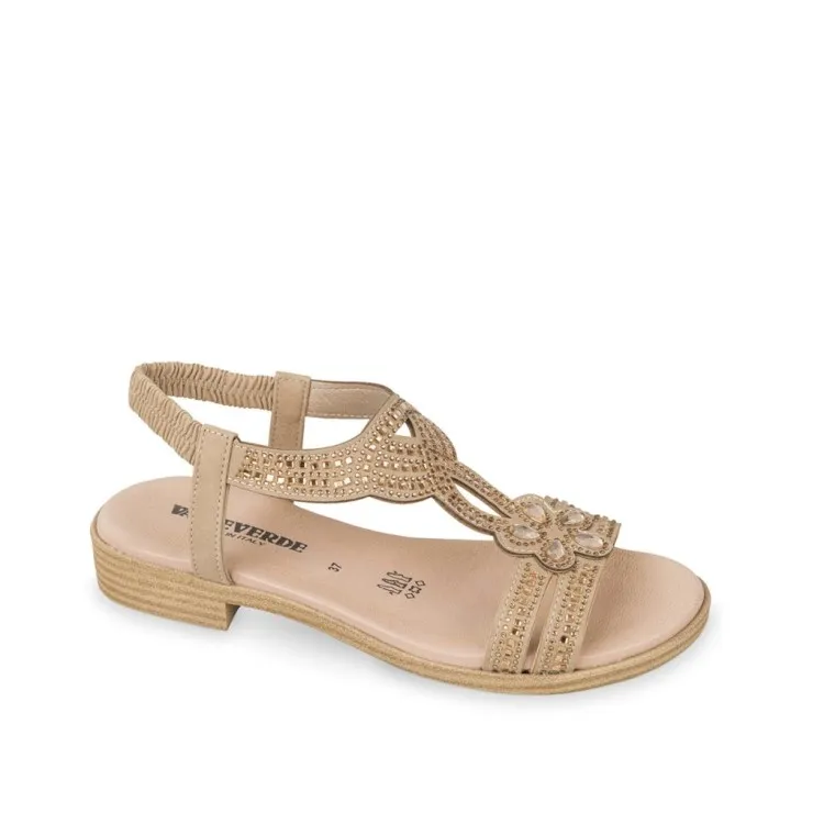 Valleverde 55401 Sandali Donna Flat con Plantare Soft Beige