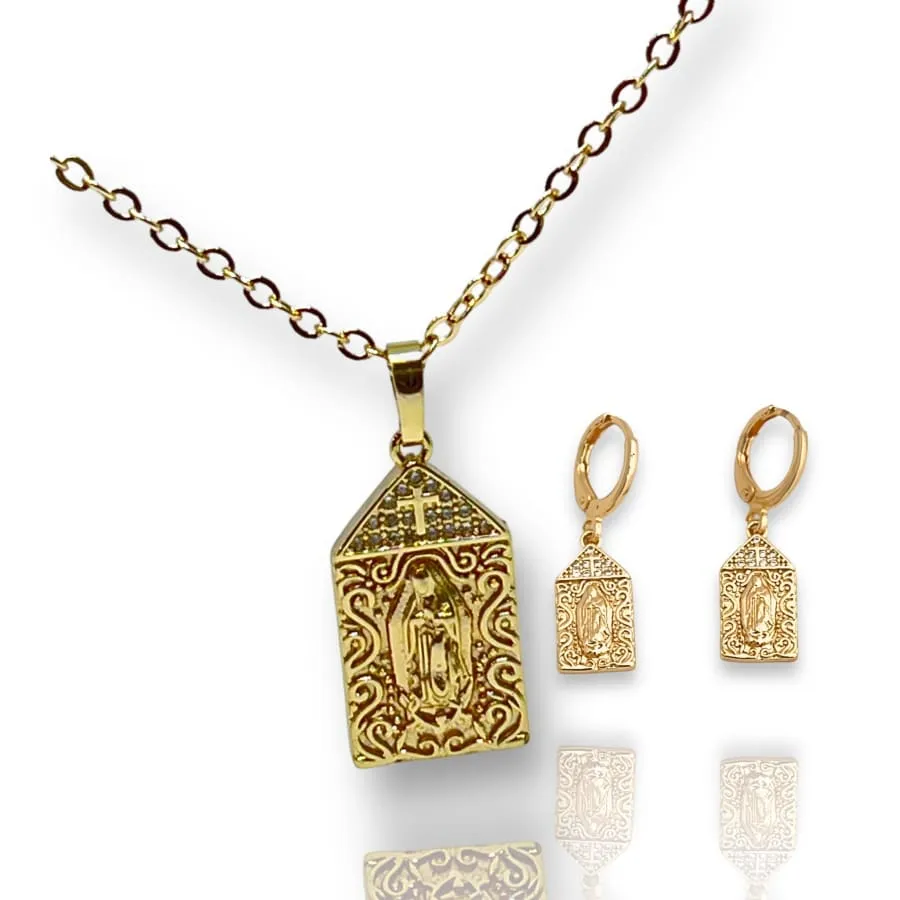 Virgin set earrings necklace in 18k goldfilled