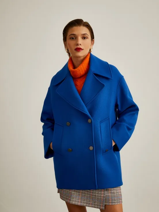 Virgin wool double-breasted coat