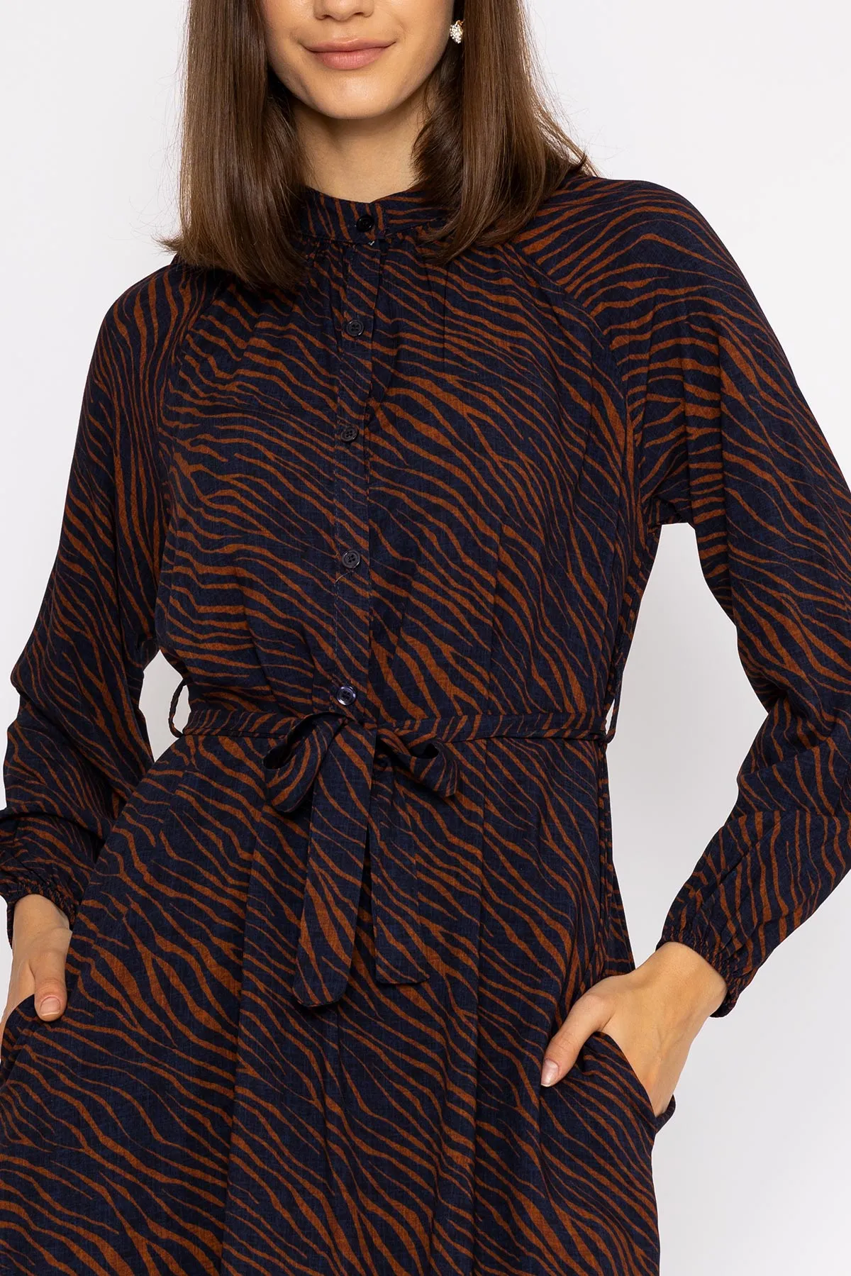 Viscose Dress in Navy Animal Print