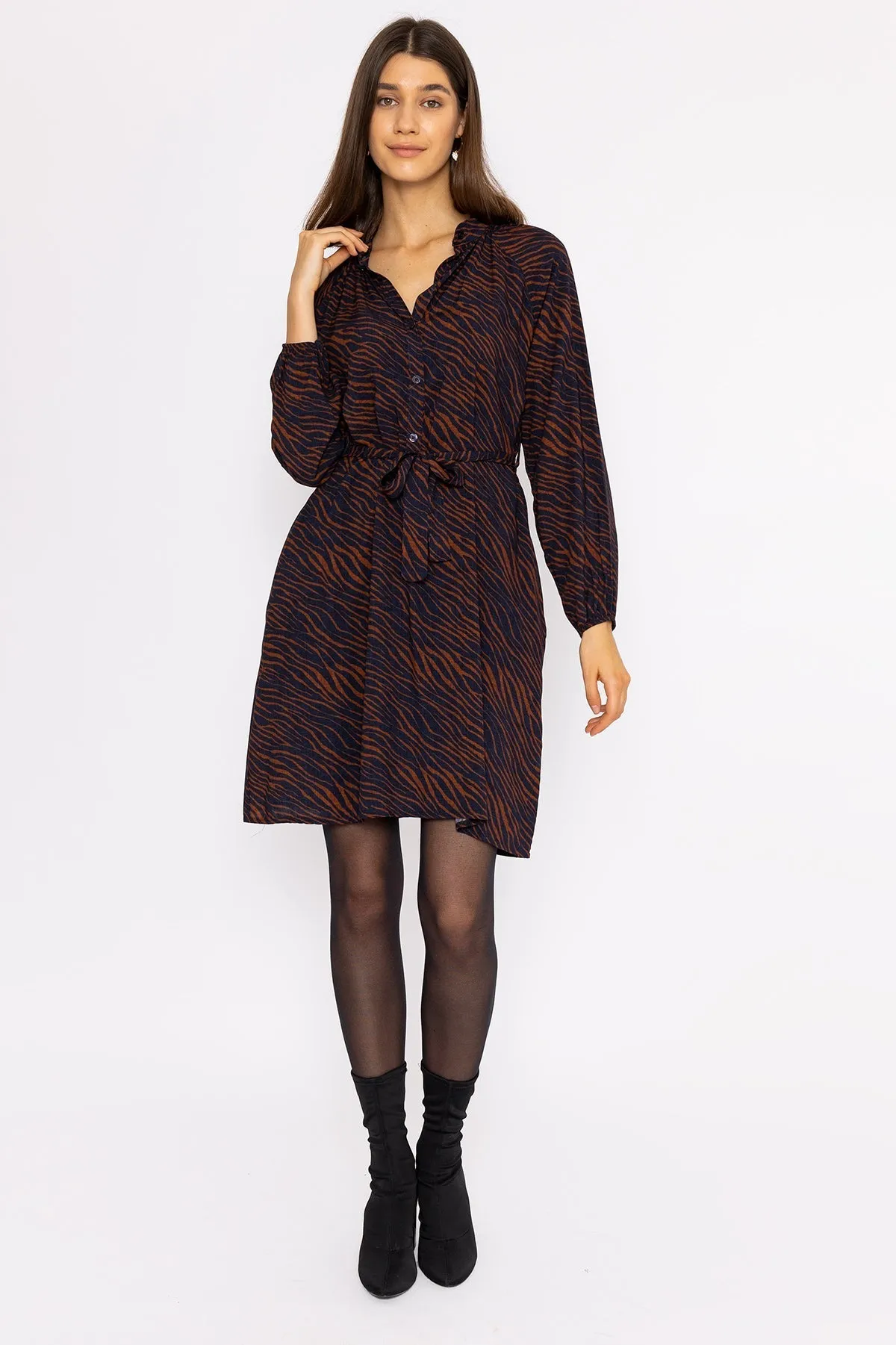 Viscose Dress in Navy Animal Print