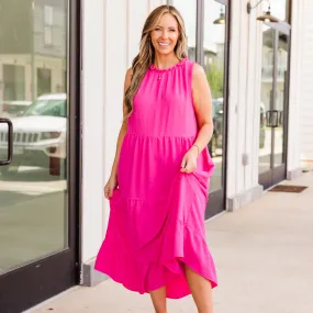 Hot Pink Maxi Dress for Weekend Outfits