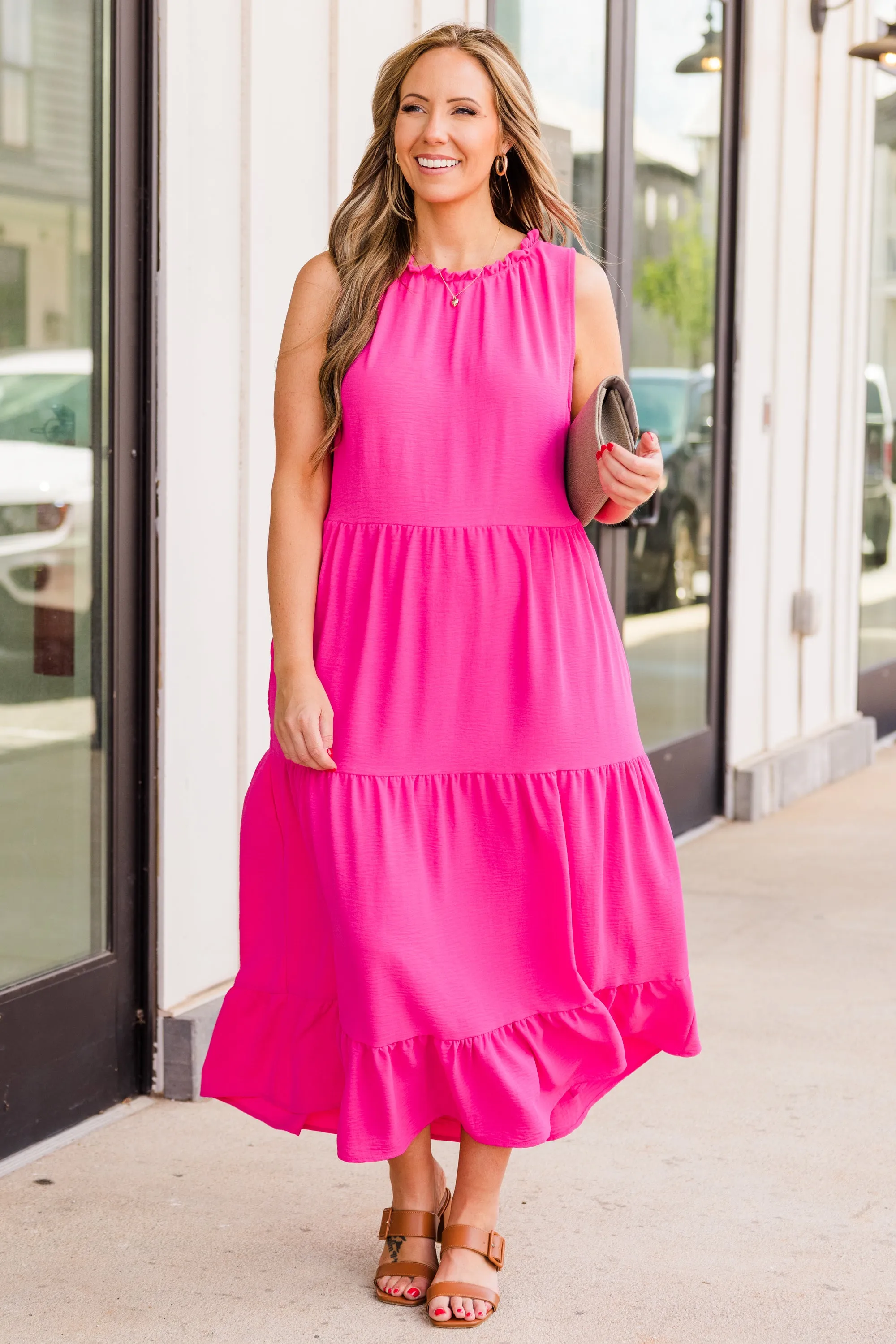 Hot Pink Maxi Dress for Weekend Outfits