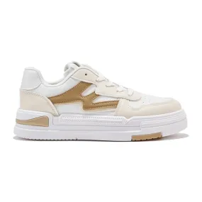 White and beige platform sneakers