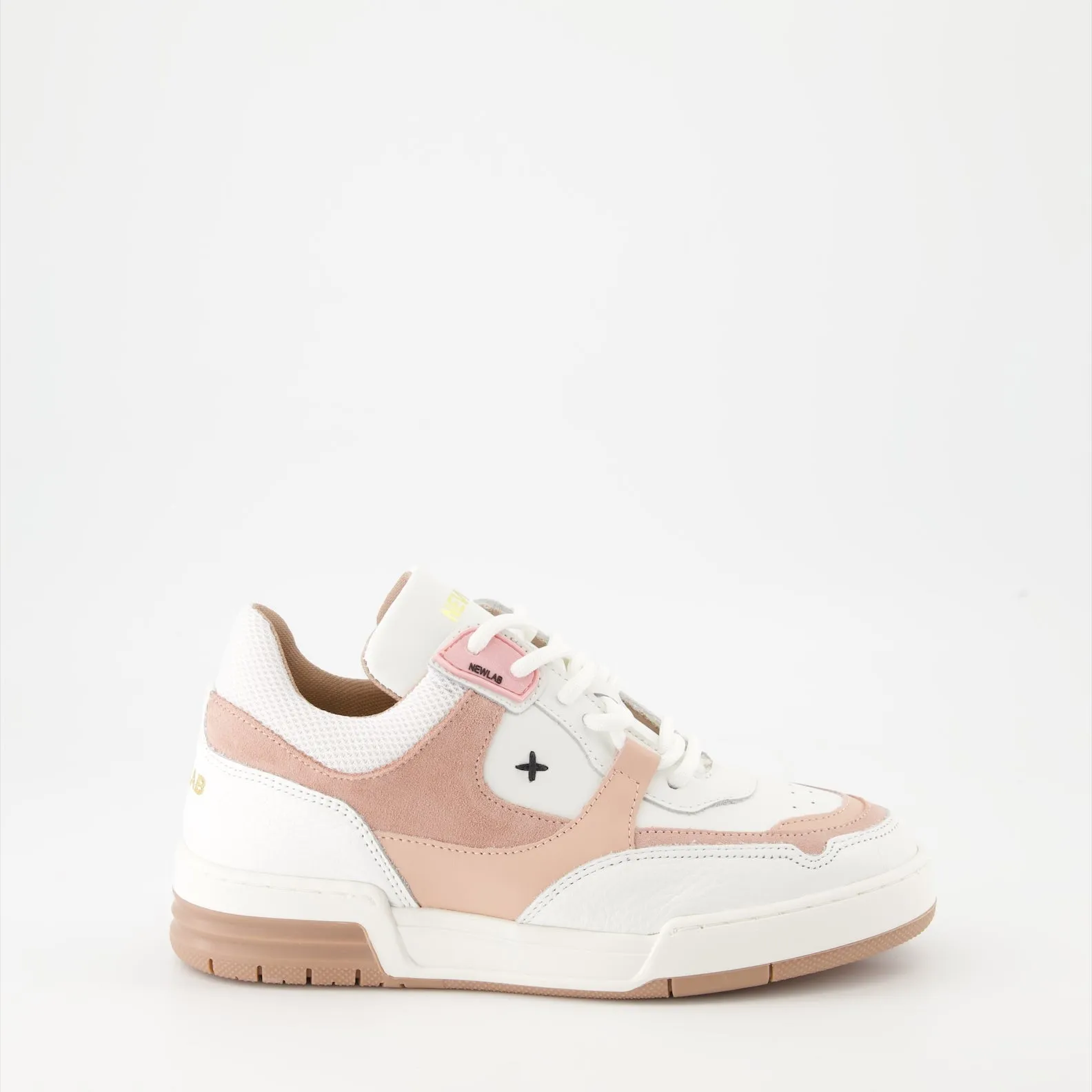 White and Pink Leather AppleSkin Sneakers