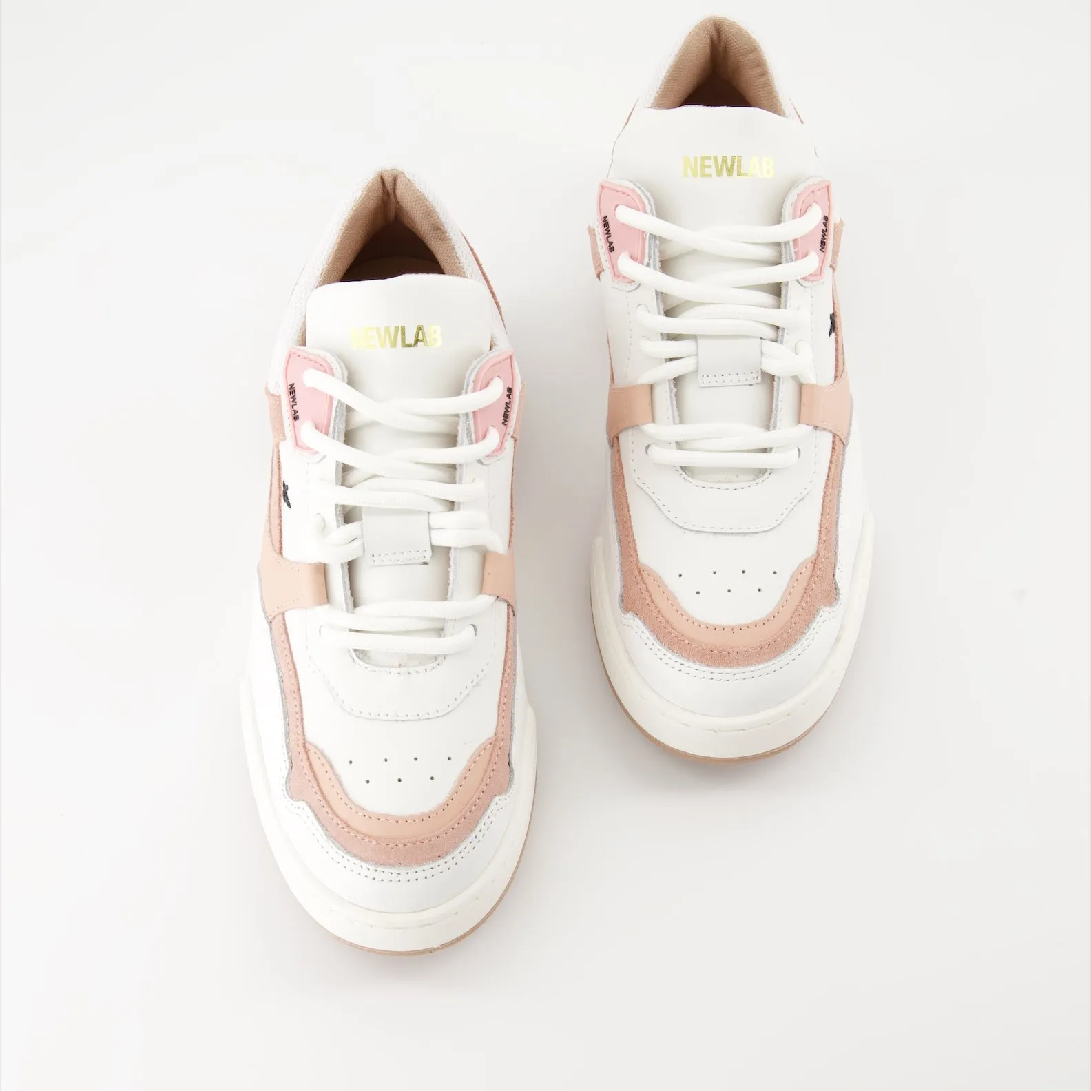 White and Pink Leather AppleSkin Sneakers