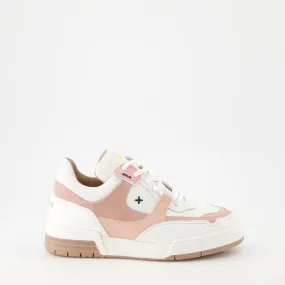 White and Pink Leather AppleSkin Sneakers