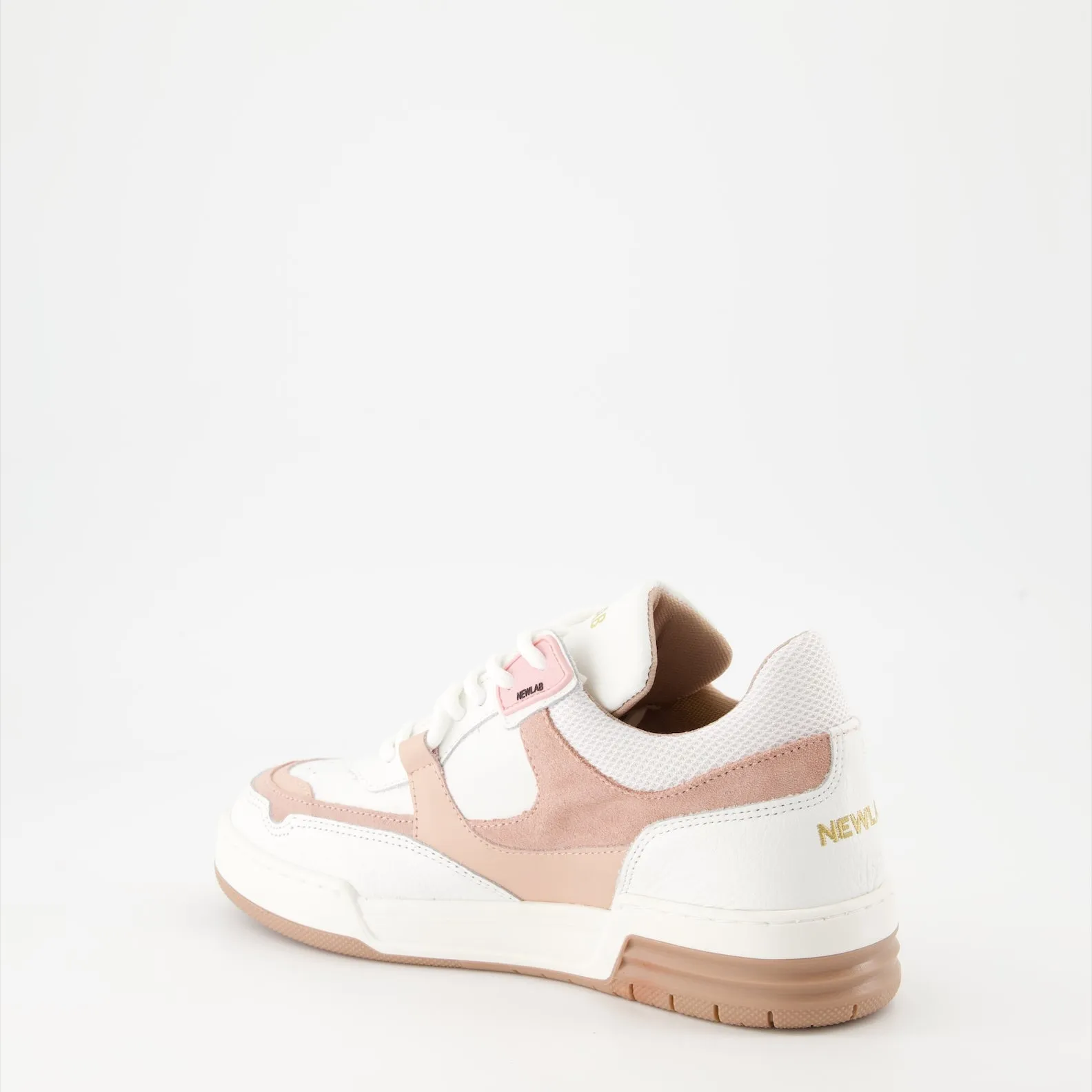 White and Pink Leather AppleSkin Sneakers