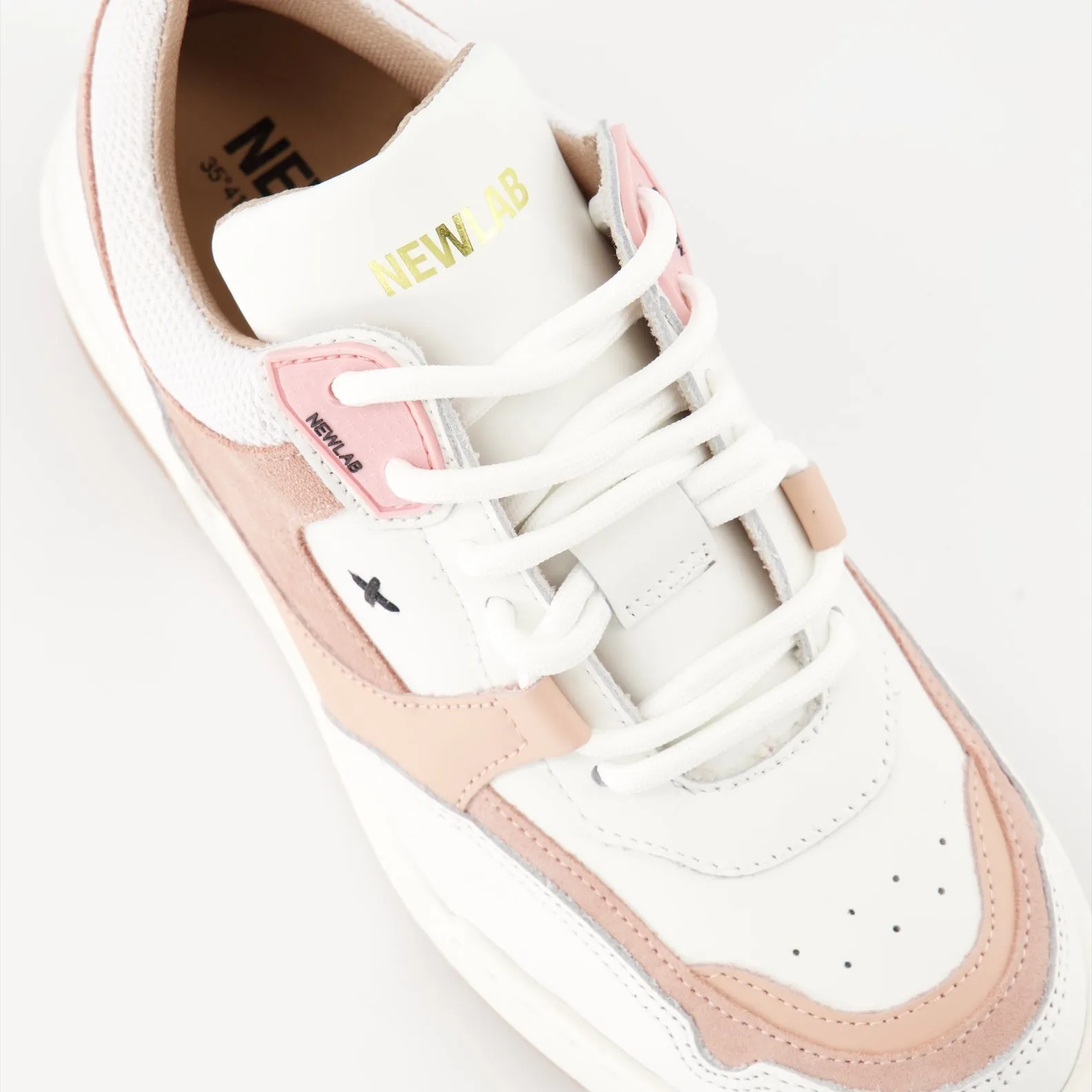 White and Pink Leather AppleSkin Sneakers