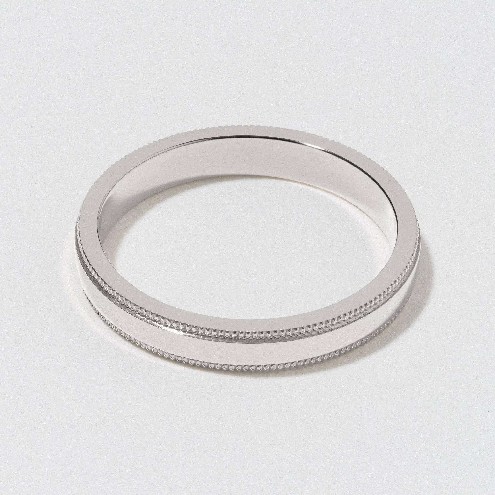 White Gold Milgrain Wedding Band 3mm