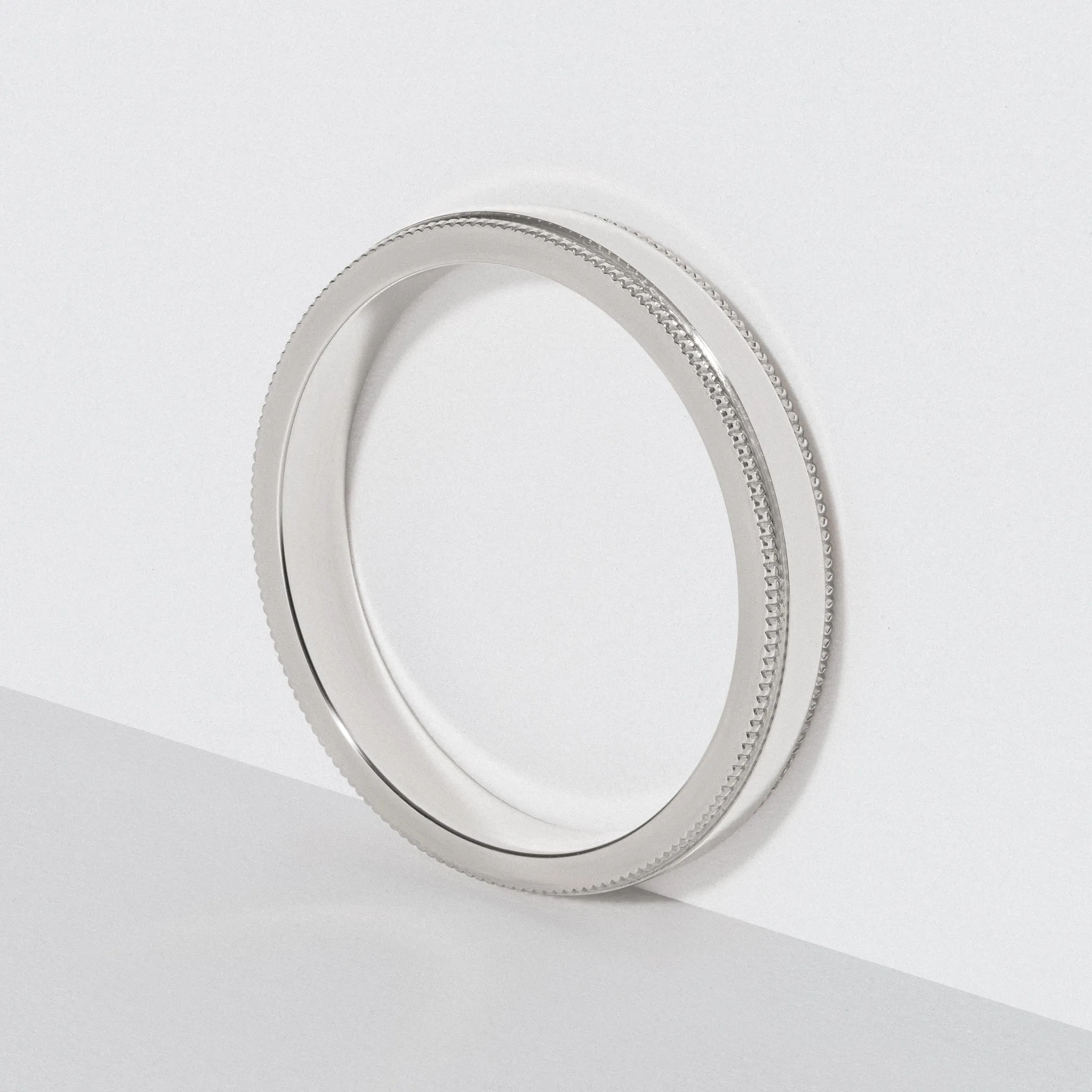 White Gold Milgrain Wedding Band 3mm