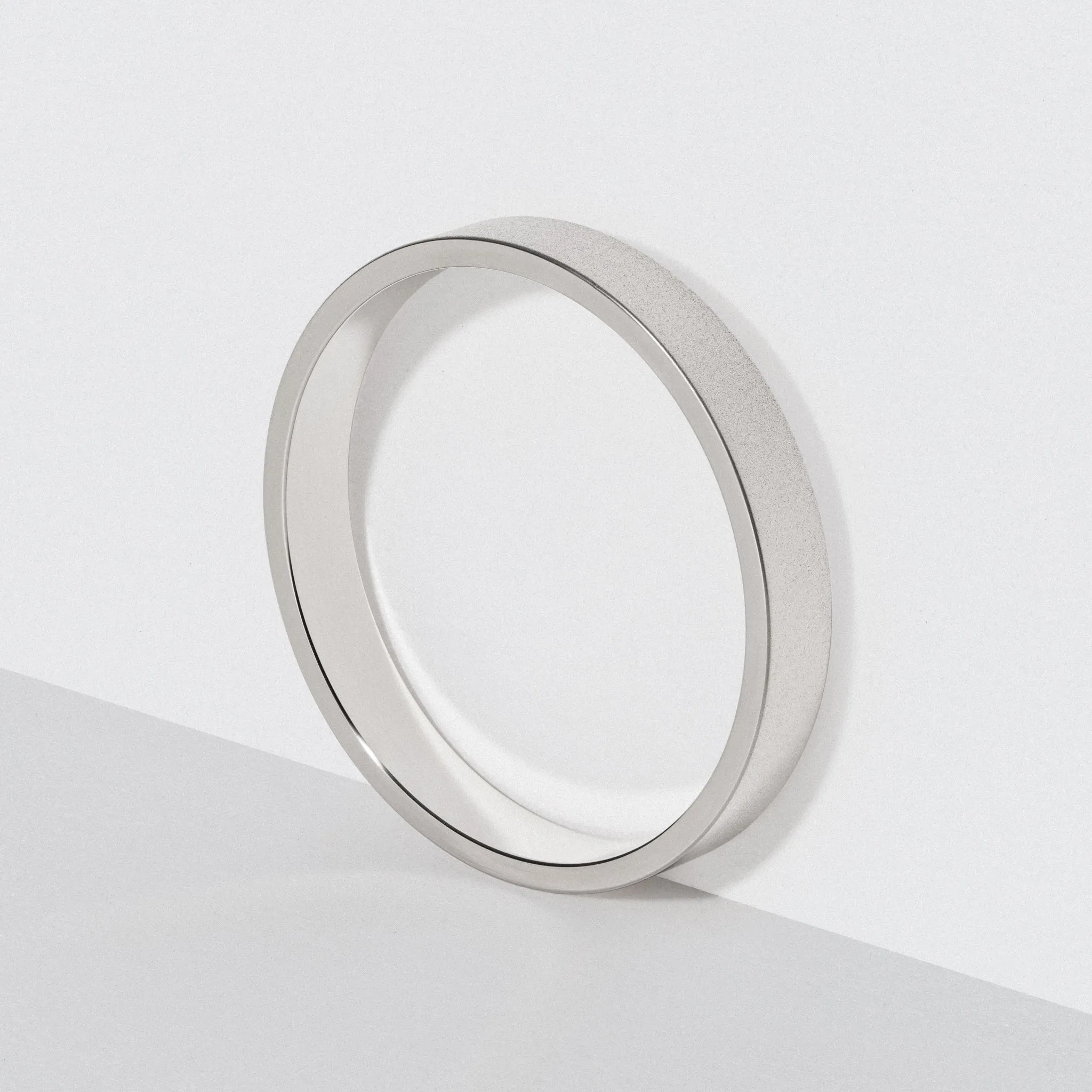 Matte 3mm White Gold Flat Wedding Band