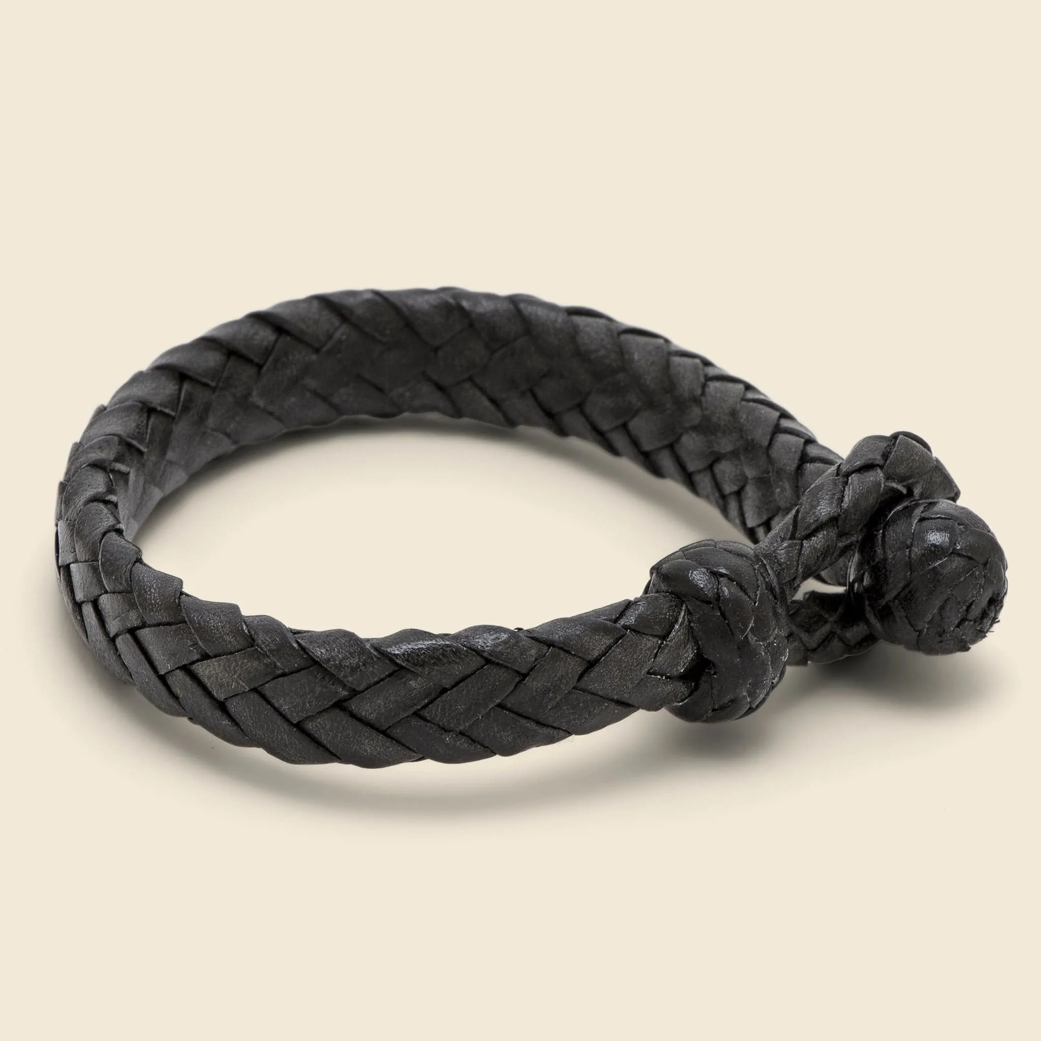 Wide Flat Weaved Bracelet - Black