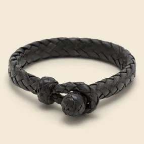 Wide Flat Weaved Bracelet - Black