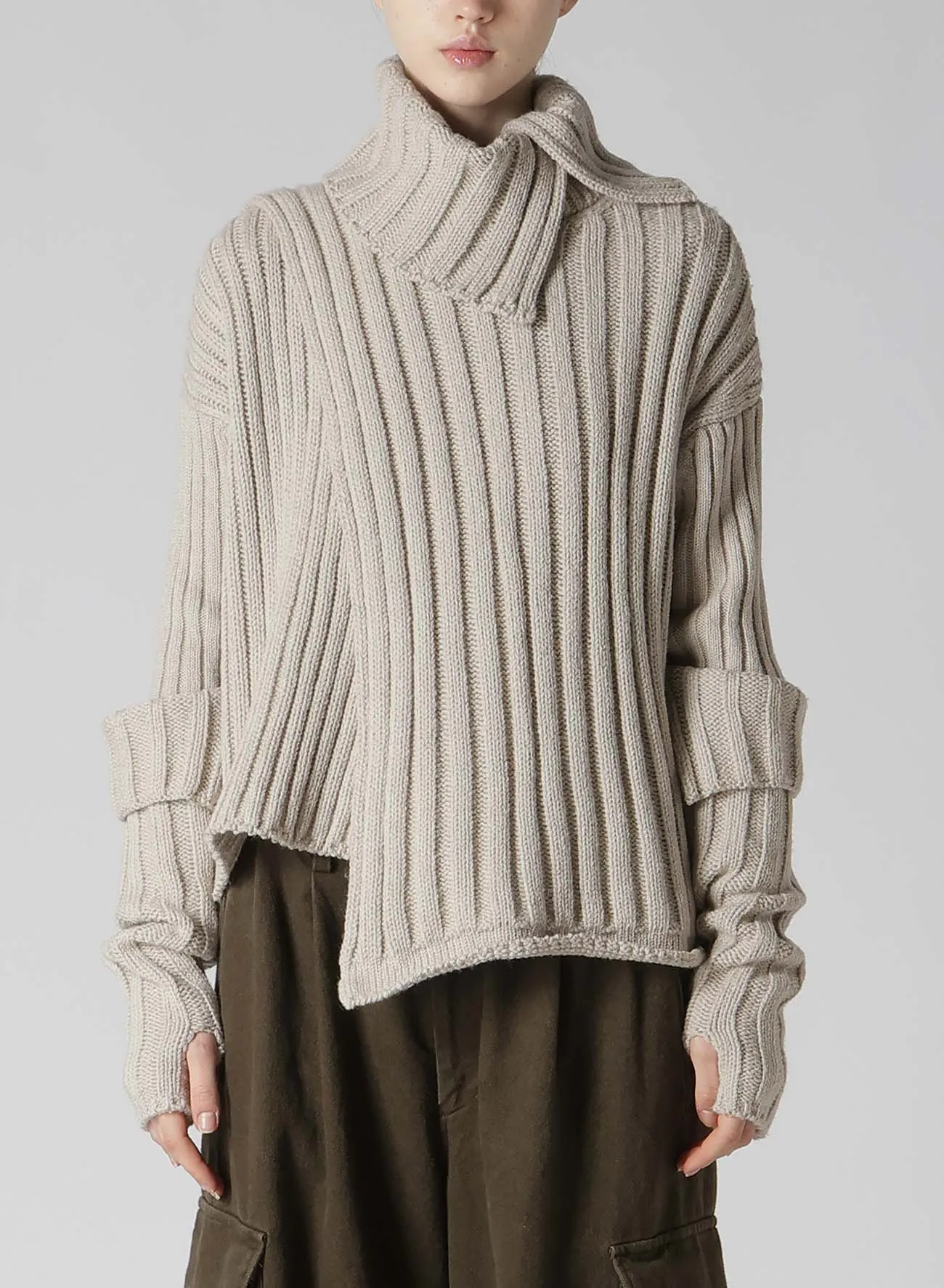 WIDE RIB TURTLENECK KNIT PULLOVER