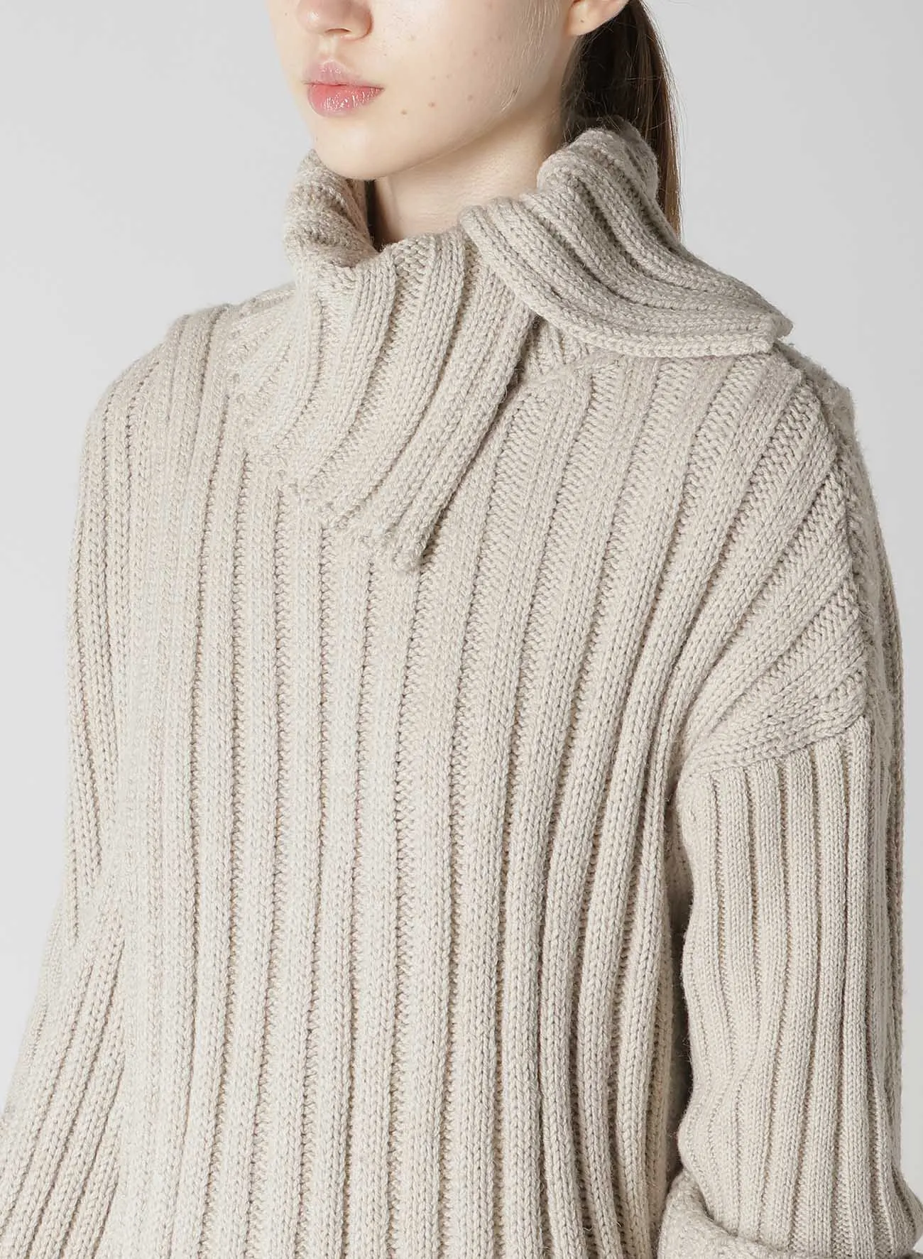 WIDE RIB TURTLENECK KNIT PULLOVER