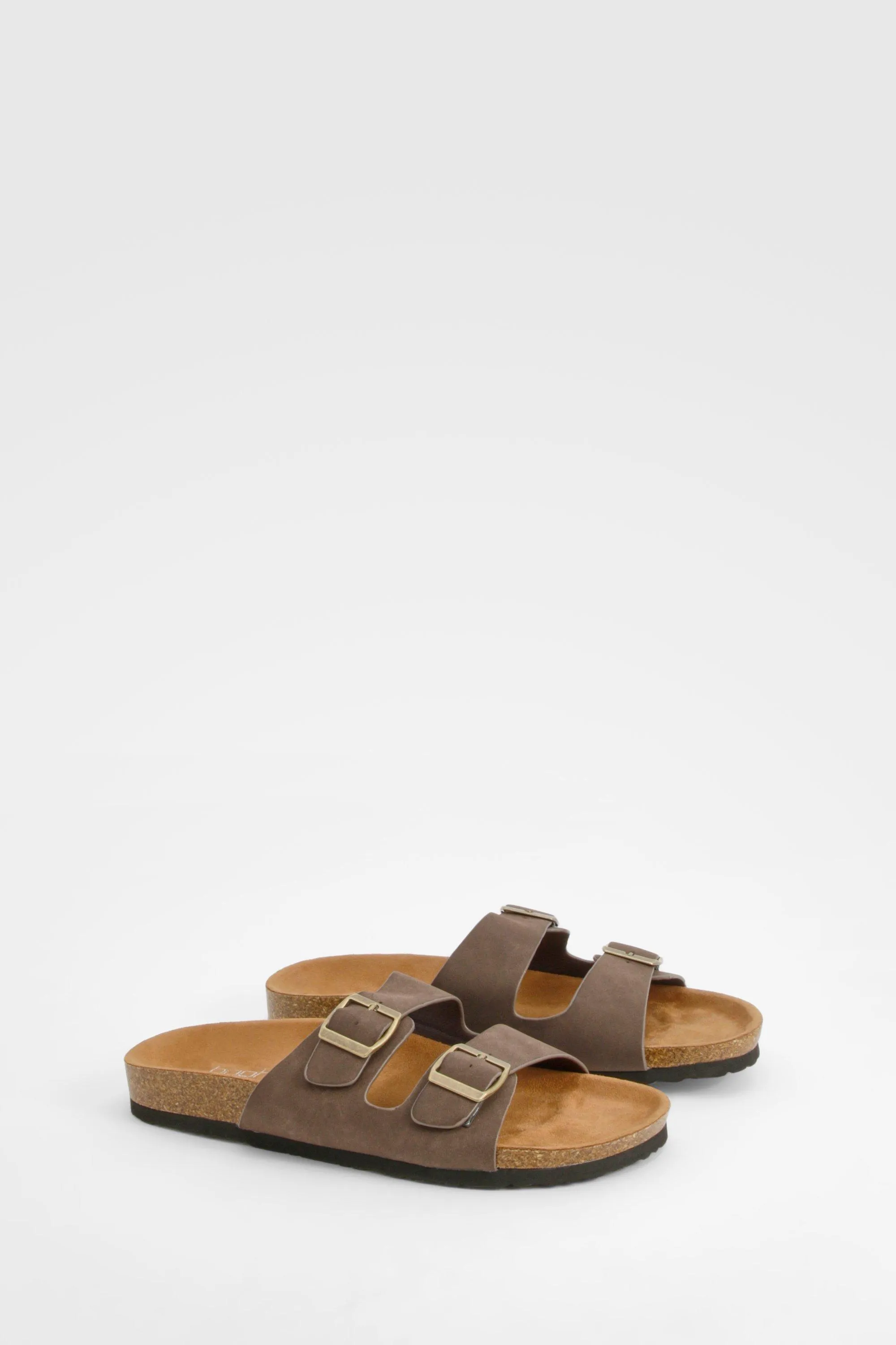 Wide Width Double Buckle Strap Footbed Slides