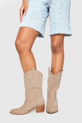 Wide Width Tab Detail Ankle Cowboy Cowboy Boots