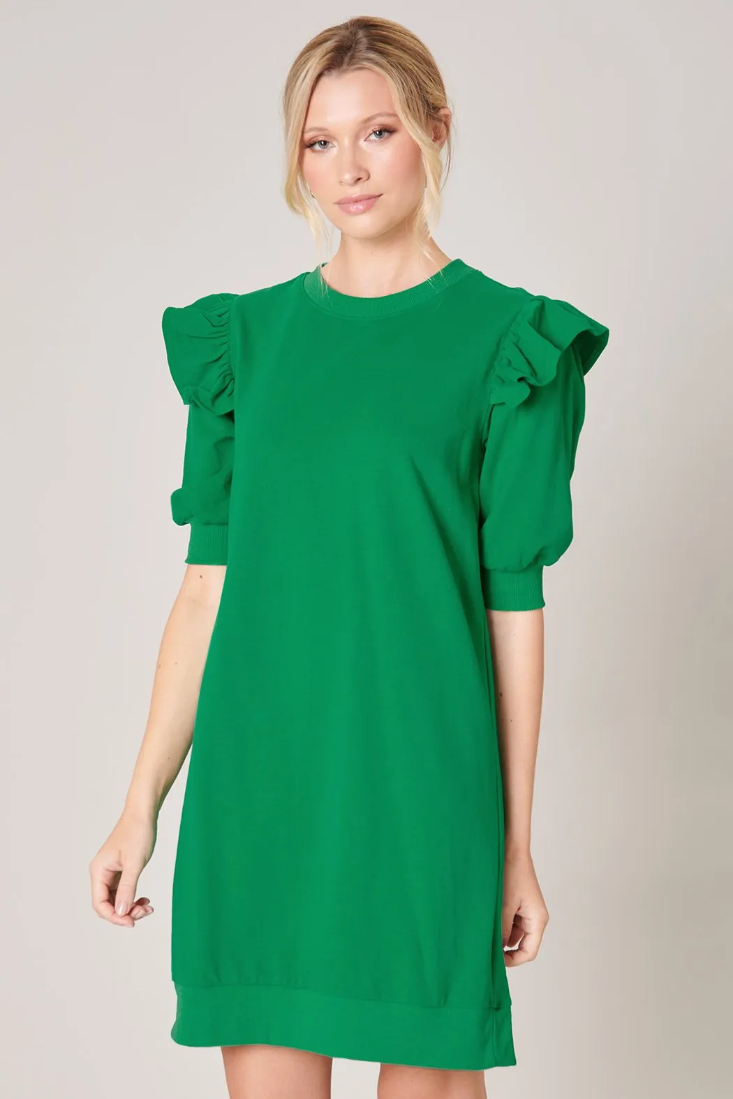 Winnie Ruffle Sleeve French Terry Knit Dress