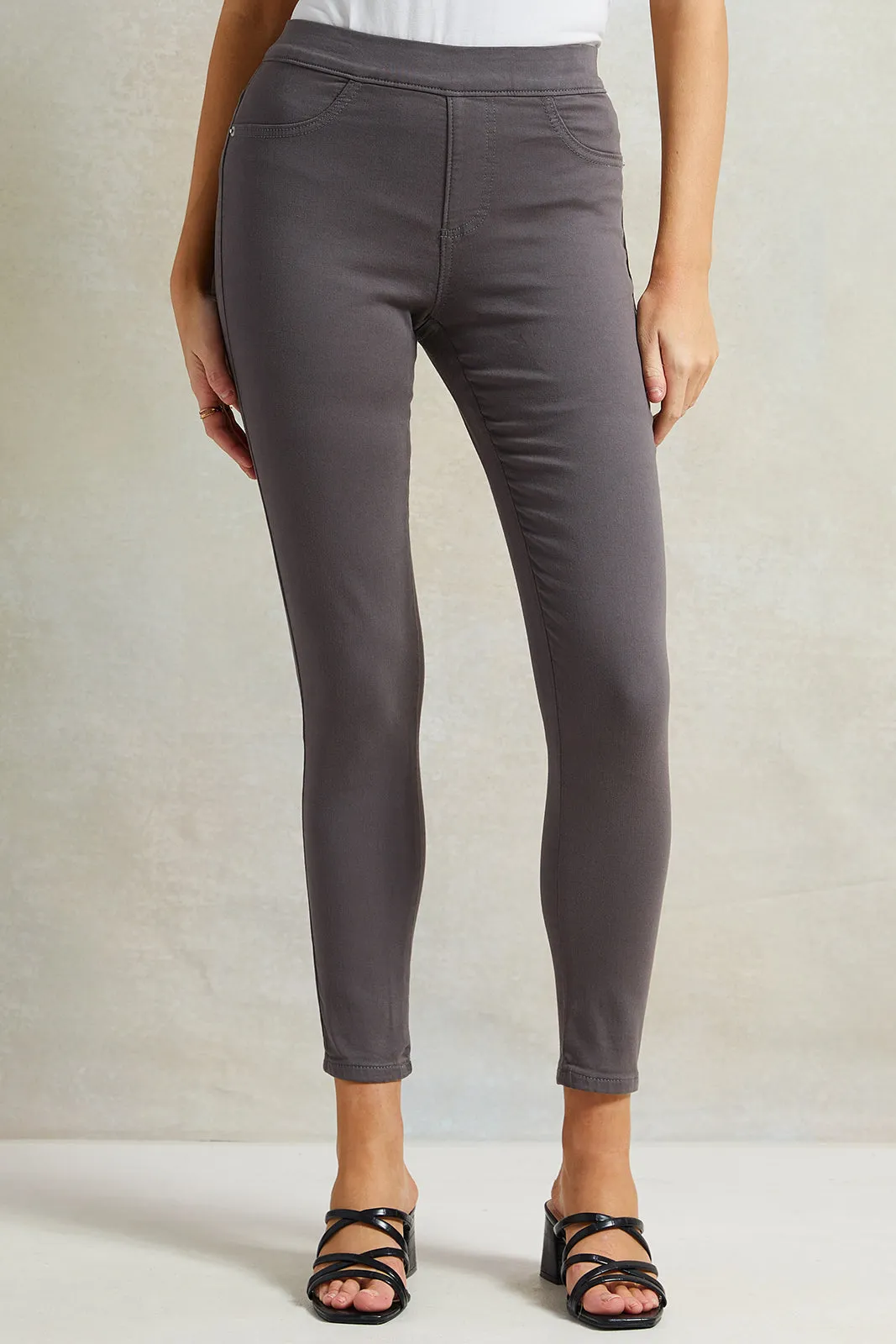 Women Grey Skinny Knit Jegging