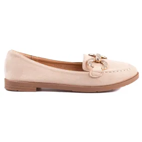 Womens Beige Suede Moccasins