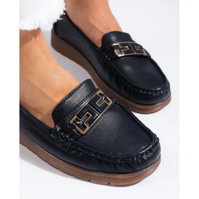 Women's navy blue moccasins